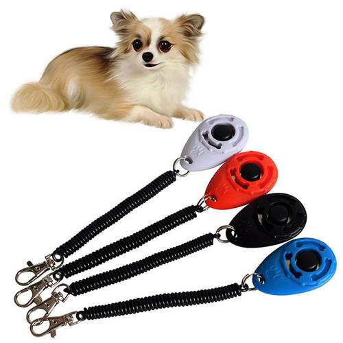 Pet Cat Dog Training Clicker Plastic Dogs Click Trainer Aid Too Adjustable Wrist Strap Sound Key Chain dog Repeller