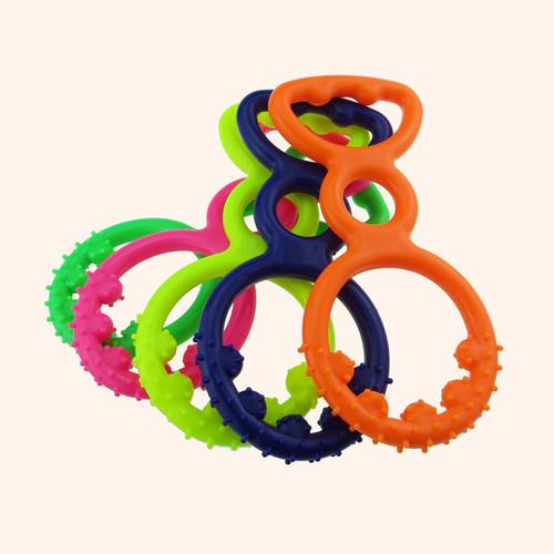 Rubber Pet Toy Strong Bite-Resistant Dog Bone Rubber Pet Dog Toy Cleaning Chewing Training Pull Ring Interactive Chew Toy