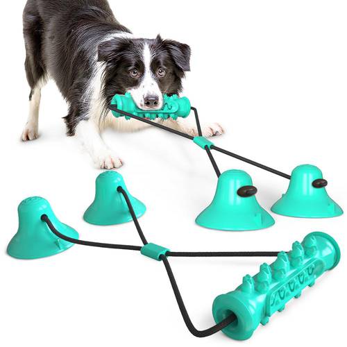 Pet Toy Double Suction Cup Drawstring Molar Wear-resistant Tooth Cleaning Stick Dog Clear teeth Toy Grinding Rod Dog Toys