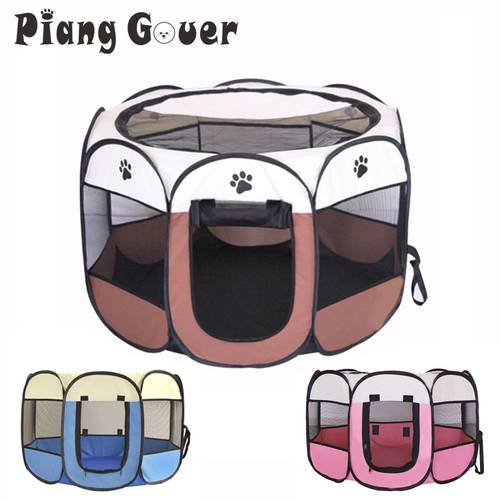 Portable Folding Pet Tent Dog House Cage Dogs Kennel Cat Tent Puppy Octagonal Play Pen Sleep Fence