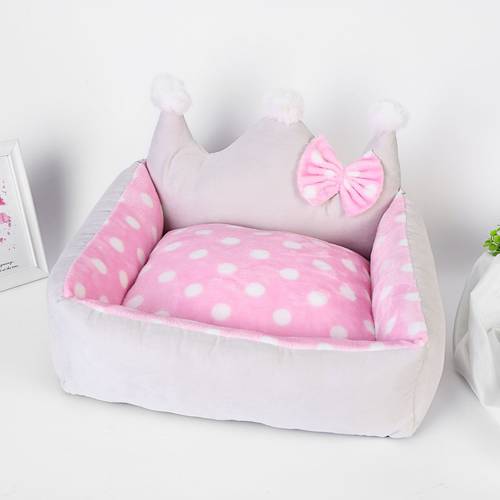 Four Seasons Dog Bed House Princess Cotton Pet Lounger Small Medium Dogs Cats Mat Cushion Removable Washable Puppy Basket Kennel