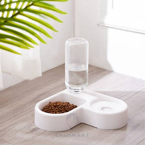 New Dual-use Space-saving Pet Dog Automatic Water Dispenser and Food Bowl Anti-rollover Teddy Food Bowl Dogs Cats Water Fountain