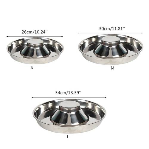 Stainless Steel Pet Dog Bowl Puppy Litter Food Feeding Dish Feeder Water Bowl T8WB