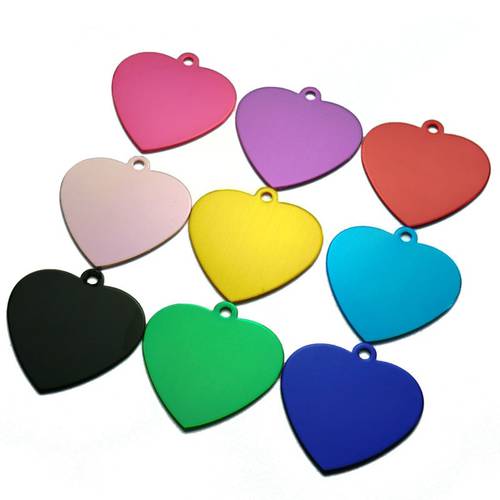 Wholesale 20pcs Heart Shape Pet Tags ID Cumstom Personalized Dog Cats ID Tags Engeraved For Dog Cat Name Charm ID Tag Collar Pet