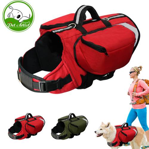 Dog BackPack Harness Pet Hound Outdoor Vest Harnesses Travel Camping Hiking Backpack Saddle Bag Carrier for Medium Large Dogs
