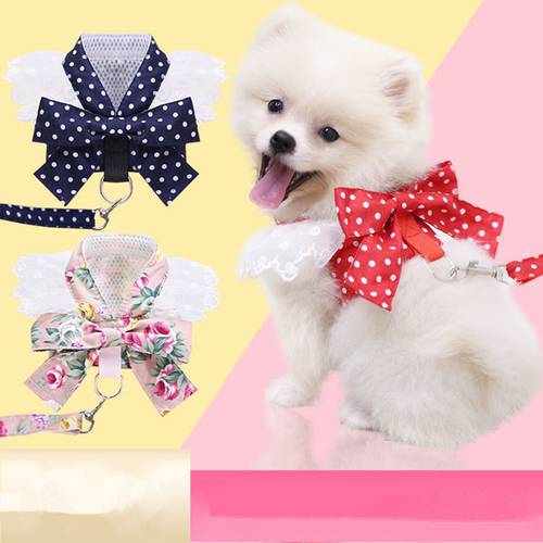 Sweet Bow Chest Dog Cat Harness Leash Puppy Small Dogs Harnesses Vest for Chihuahua Yorkshire Walking Training Pet Supplies