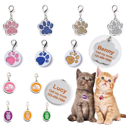 Custom Dog Tag Personalized Pet Dog Collar Puppy Cat ID Collar Tags Stainless Metal Pet Accessories For Small Dogs Cat Petshop