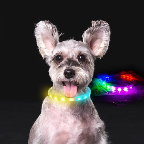 Horse Race Lamp LED Dog Collar Hi-Tech 14 Modes Flash Collar for Dogs USB Charging Anti-Lost Silicone Necklace Pet products