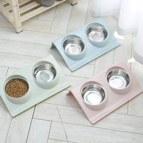 Stainless Steel Pet Bowls Non Slip Dog Cat Feeding Bowls Z Shape Pet Feeding Tools JS22
