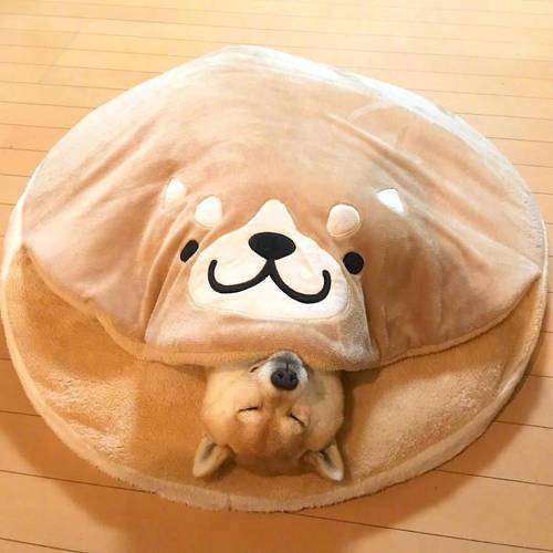Cute Pet Dog Bed Soft Warn General Kennel Shiba Inu Kennel Mat Short Plush Cat Dog Sleeping Pad Comfortable Pet Nest
