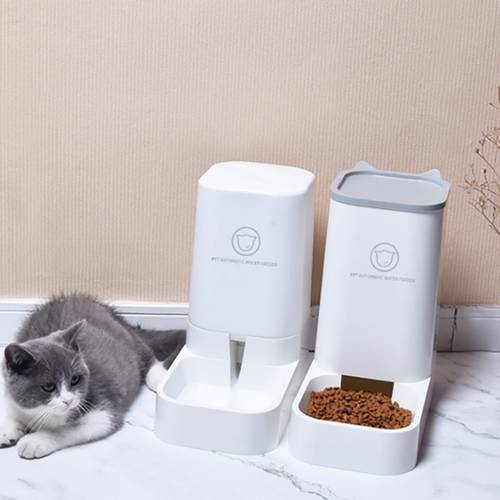 2 Pieces/set Pet Automatic Feeder Dog Cat Drinking Bowl For Dogs Water Drinking Feeder Cat Feeding Large Capacity Dispenser Pet