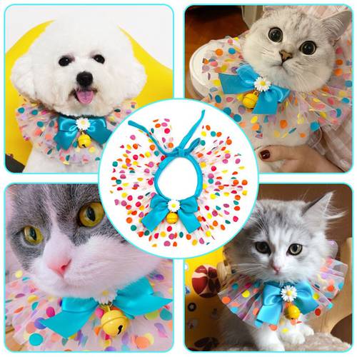 Pet Bibs Puppy Cat Collar with Bell Cute Scarf for Small Dogs Cats Neckerchief Lace Saliva Towel Bib Lace Collar Pet Accessoires