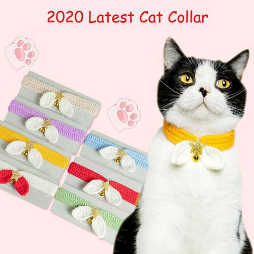Cute Cat Collar with Bell Christmas Charming Collar for Cats Adjustable Cat Necklace for Pet Chihuahua Kittens Kot Collier Chat