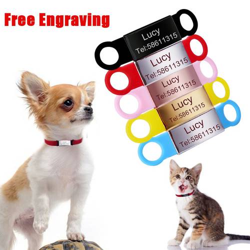 YVYOO Personalized Cat Dog ID Tags Engraved Pet TEL Name Stainless Steel Pet Cat dog Collar Tags For Pets Accessories BBB1
