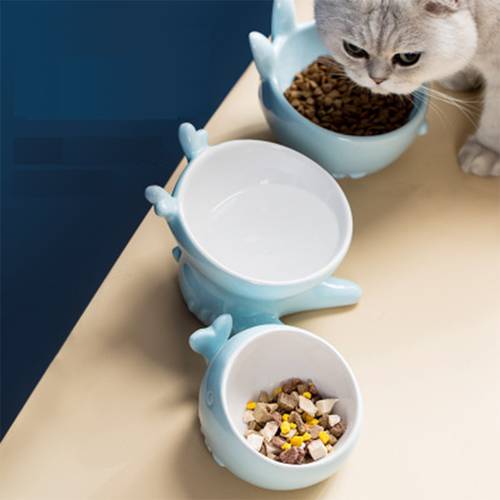 Ceramic Cat Bowl Pet Food Water Bowl Cervical Protect Cat Dog Feeders Bowl Non-slip Cats Feeding Bowl Small Dogs Pet Supplies