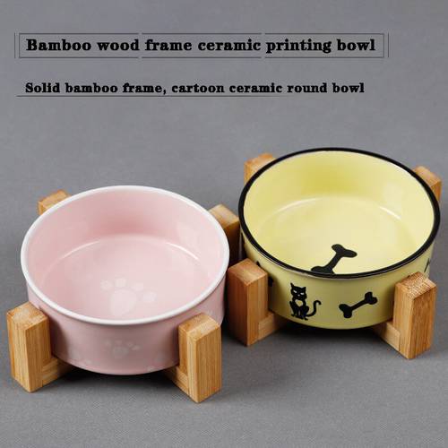 2020 new ceramic pet bowl cat bowl, round printed