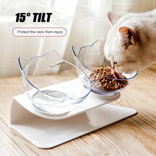 Cat Dog Dish Food Bowl With Stand Elevated Pet Bowls White Detachable Feeding US AS Material Non-slip Food Bowl With Protection