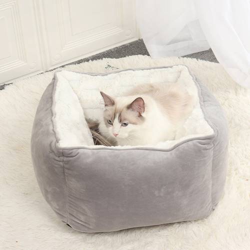 Soft Dog Bed House Square Dog House Winter Warm Deep Sleep Kennel Puppy Cushion Mats for Small Dogs Cats Pet Supplies