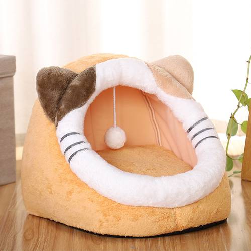 Cat Bed Dog House Cozy Calming Foldable Fleece Tent Cave Nest Hood Beds for Small Medium Pets Washable Warming Sleeping Kennel