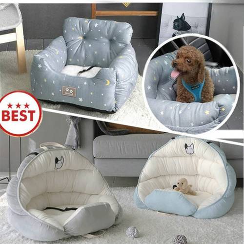 Dog Car Seat Bed Travel Dog Car Seats for Small Medium Dogs Front/Back Seat Indoor/Car Use Pet Car Carrier Bed Cover Removable
