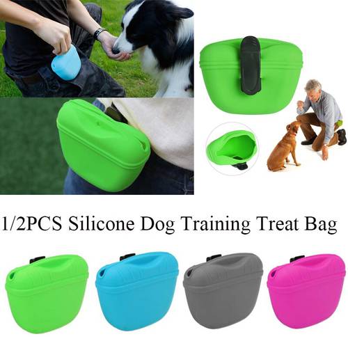 1/2 Pcs Pet Dog Puppy Training Treat Bag Outdoor Dog Treat Pouch Waist Feed Bundle Pocket Silicone Dog Reward Snack Bag