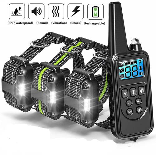 800m Dog Training collar Electric Shock vibration sound with LED Rechargeable Adjustable Levels For dogs Training dog supplies