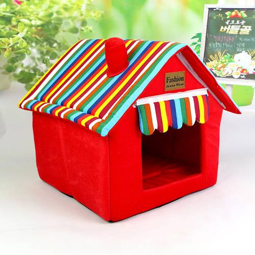 collapsible doghouse Cartoon Dog Bed Pet Puppy nest Cat House kennel pet home Red Green Yellow Blue Free shipping