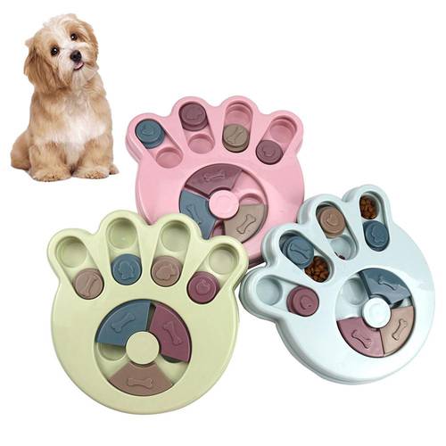 Pet Dog Puppy Hexagon Paw Round Feeder Feeding Training Interactive Puzzle Toy