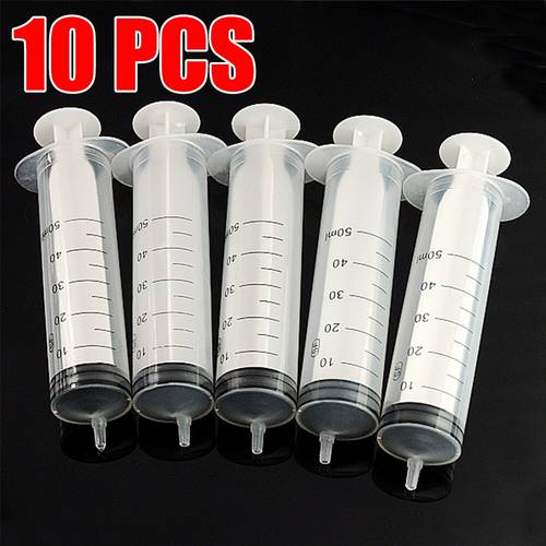 10Pcs 1-50mL Plastic Syringe Hydroponics Analyze Disposable Measuring Nutrients Syringe For Injectors Ink Cartridge Pets Measure