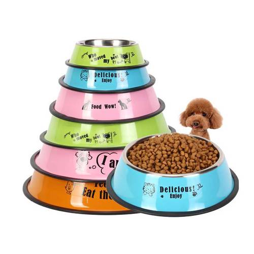 cat color feeder food stainless stee bowl with stand Prevent breakage Can store things Easy to clean Suitable pet eat and drink
