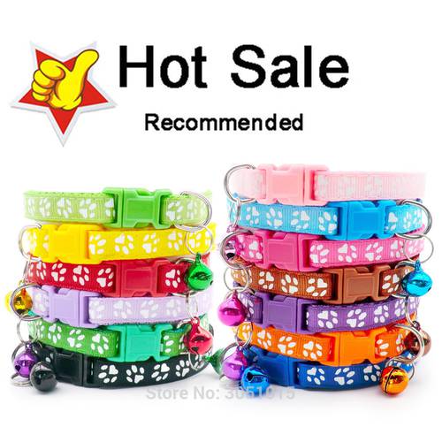 Wholesale Paw Collars 100 X Hot Cute Bell Small Dog Collar Cat Collars Pet Collar Adjustable Puppy Cats Accessories