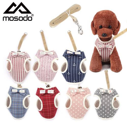 Mosodo Fashion Stripe Vest Cloth Chest Strap Small Dog Cat HHarness Lead Pet Puppy Leash Supplies S M L