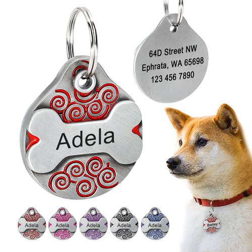 Personalized Dog Tag Free Engraving Dogs ID Tags Nameplate French Bulldog Plate Anti-lost Pet Accessories For Collar Necklace