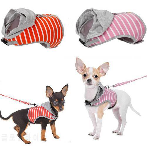 Hooded vest Stripe Dog Harness and Leash Pet Puppy Cat Vest Jacket For Small Medium Dogs Teddy Chihuahua Yorkies Pet Supplies
