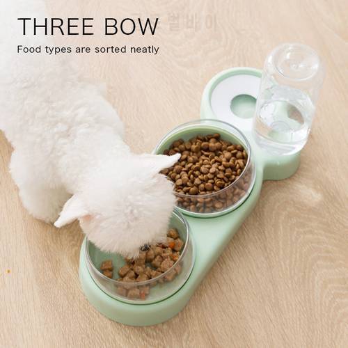Pet Bowl Cat Double Bowls Automatic Food Water Container Feeder Dispenser Cat Food Bowl Drinking Raised Stand Dish Cat Dog Bowl