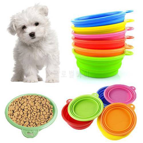 1 pc Pet Feed Bowl Portable Collapsible Travel Dog Feeding Dish 2 Size Food Water Dish Feeder Pet Products