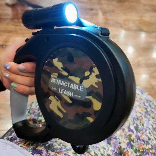 CAMO Dog Retractable Leash with Light Automatic Extendable Large Pet Lead Strong Pets Traction Rope for Big Dogs Walking 190 kg