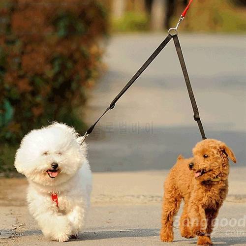 Nylon Double Dog Coupler Twin Lead 2 Way Two Pet Dogs Walking Leash Duplex Safety Splitter 3 Colors