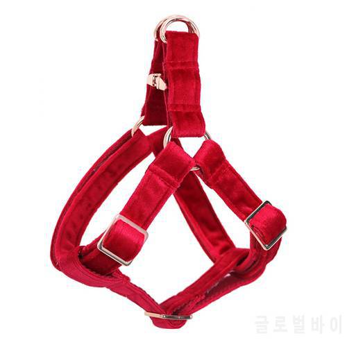 Red Velvet Dog Harness Basic Dog Leash Adjustable Buckle Cotton Fabric for Dog or Cat