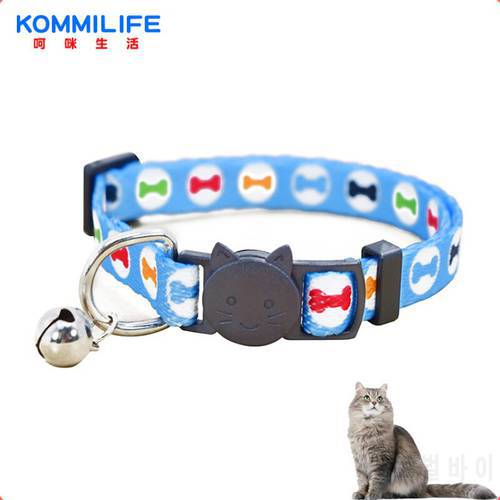 Printed Pet Cat Collar Adjustable Cat Necklace With Bell Pet Collar For Cats Puppy Small Dog Cat Accessories