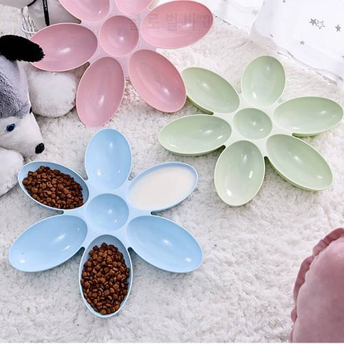 Flower Shape Pet Bowl 6 Connected Bowls For Small Dog Cat Water Food Feeder Dish Puppy Kitten Slow Down Eatting Feeding Bowls