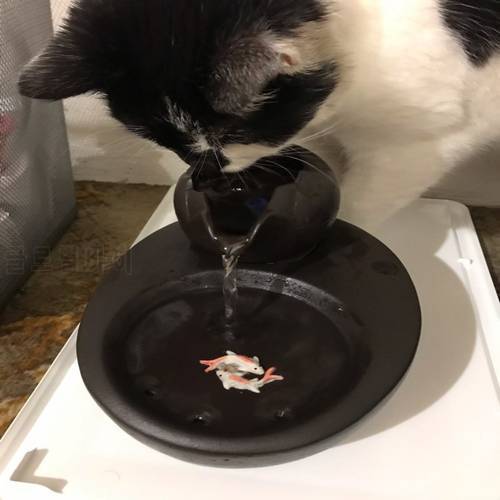 Automatic Cat Drinking Bowl Ceramic Swan Water Fountain for Cat Pet Feeder Food Water Dispenser EU Plug