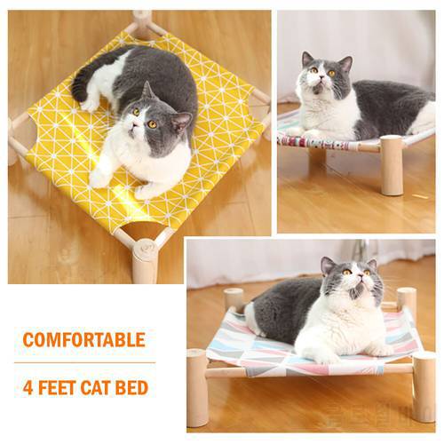 Cat Hammock Bed Pet House for Dogs Puppy Lazy Mat Cushion Lounger Wood for Pet Cat Rest House Soft Comfortable Kitten Cottages