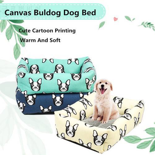 Soft Pet Dogs Beds Mats For Small Medium Dogs Canvas Buldog Puppy Bed Cat Pet Kennel Lounger Dog Sofa House For Cat Pet Products