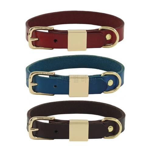 Genuine Leather Dog Collar Top layer leather Collars For Large Small Dog Pet Solid Collar For Cat Puppy Dog Pet Product