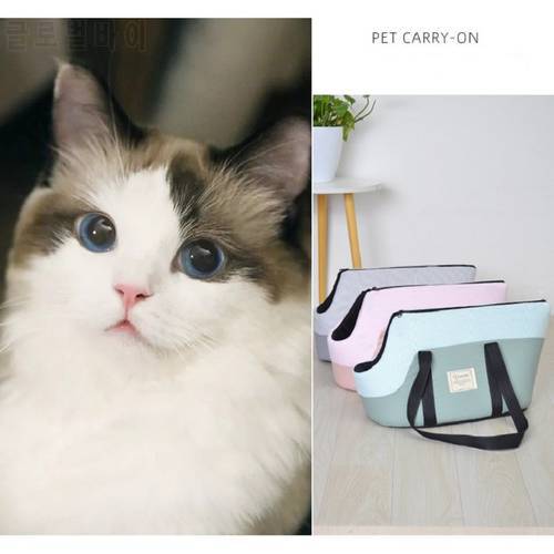 Pet Carry-On Bag Cat Litter Cotton Linen Material Fashion Style Travel Carrier Handbag Puppy Small Breathable Bag