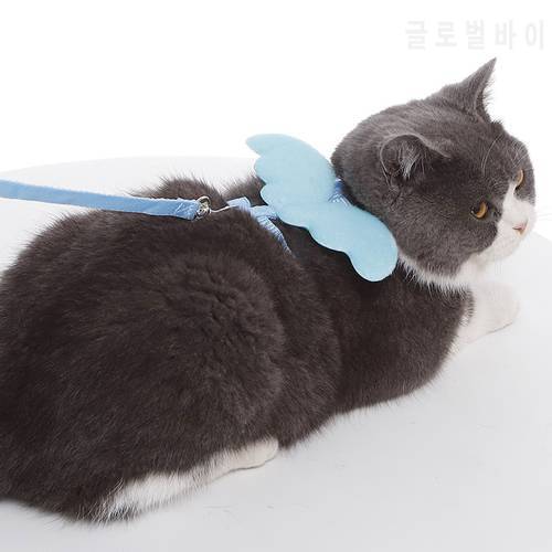 Cute Angel Adjuestable Collars Pet Cat Harness and Leash Set for Small Dogs Cat Kitten 3 Colors Leads Leashes Pet Accessories