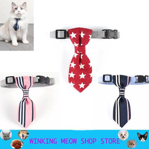 Creative Pets Cat Collar Accessories Bow tie Cotton Buckle Puppy Pet cat And dog Products Cartoon Adjustable Stripe Deworming