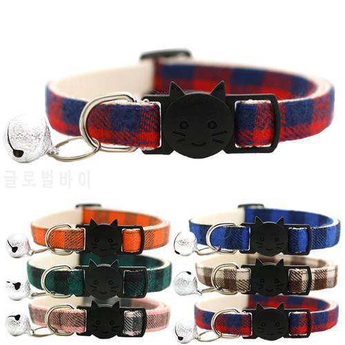 Pet Collars for Cats Cute Plaid Cat Safety Buckle Collar Adjustable Puppy Small Dog Kitten Bell Collar Christmas Pet Accessories