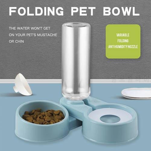 Pet Dog Cat Bowl Automatic Drinking Water Feeder Food Dispenser Foldable Leak-proof Pet Double Bowls for Cats Feeding Supplies